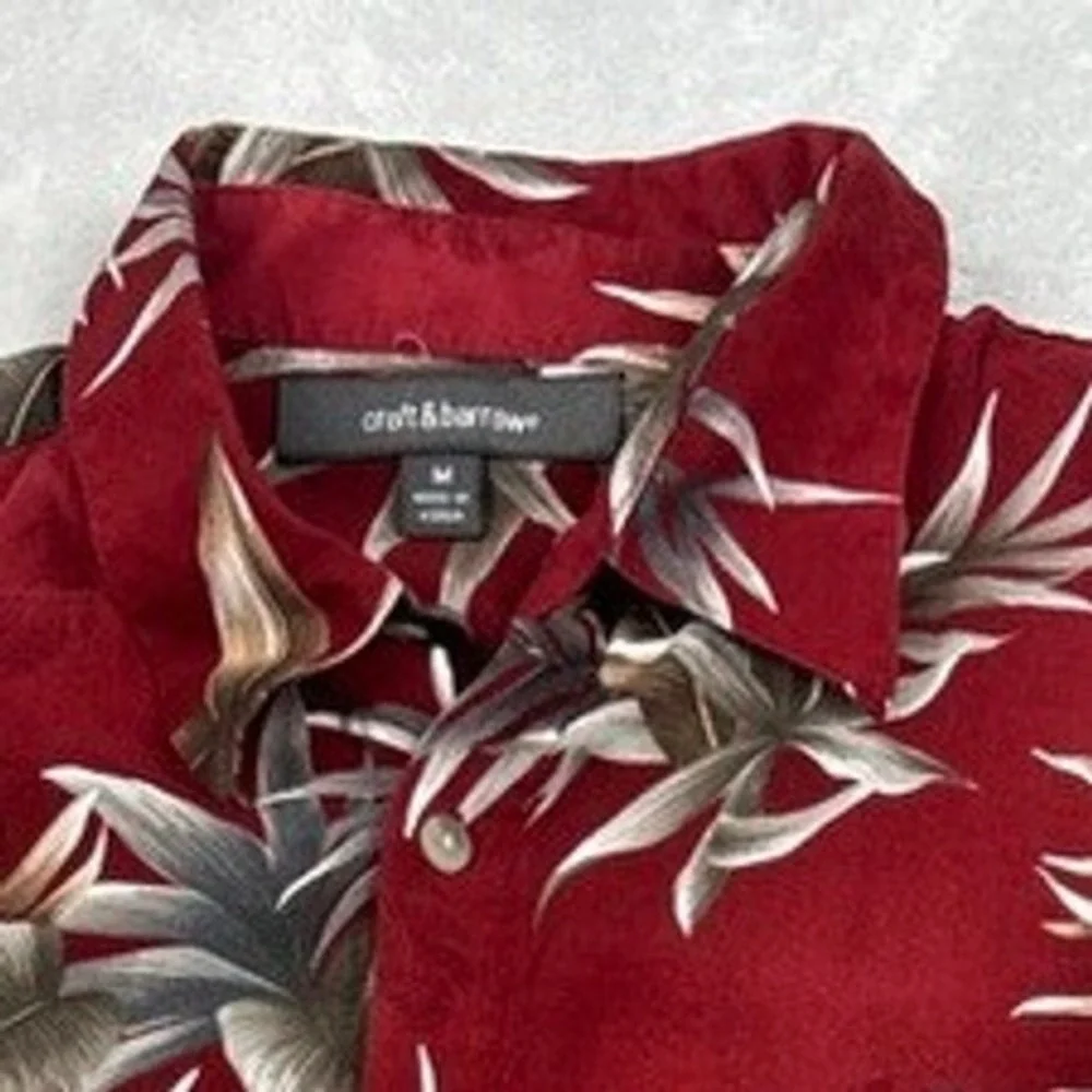 Croft & Barrow Mens M Red Hawaiian Shirt Floral Aloha Button Up Camp Casual - Picture 5 of 8